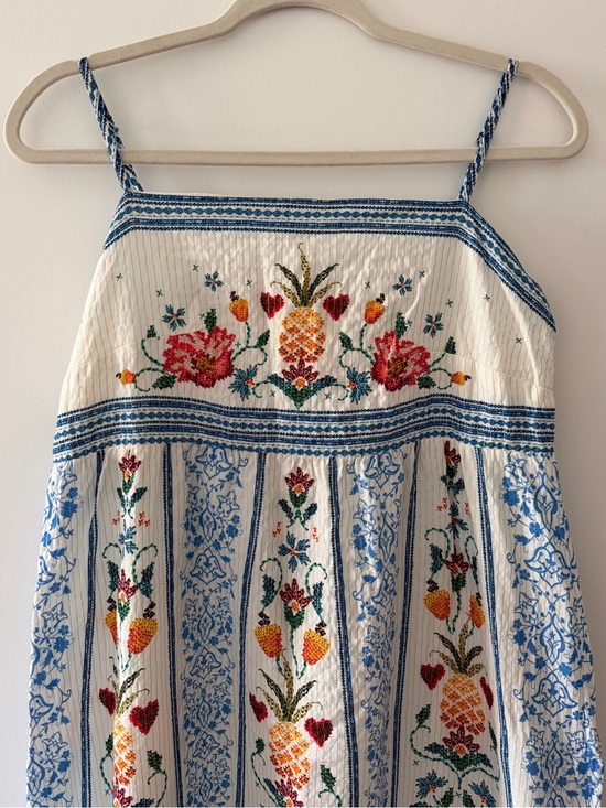 FARM Rio Dresses & Skirts - FARM Rio White Pineapple Maxi Dress with Gold Trim